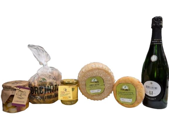 Box Forciniti Prestige con Carciofi, Pasta Fresca, Miele, Caprincanta, Caprincante e Berlucchi Extra Brut