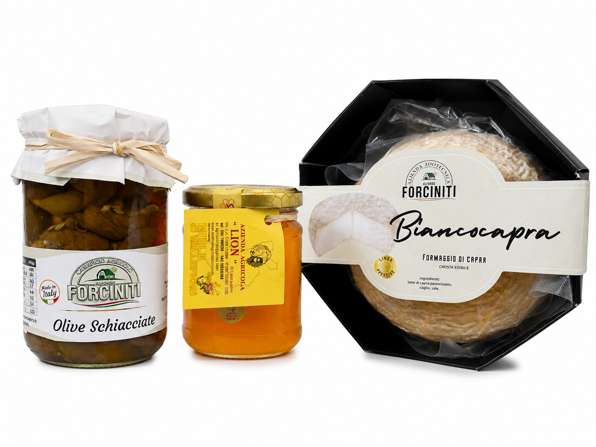 Box Sapori di Calabria – Biancocapra, Miele & Olive Schiacciate